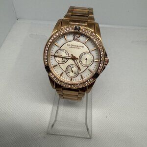 Stuhrling Marina 914 Quartz Diver 34mm White Dial Multifunction Crystal Bezel